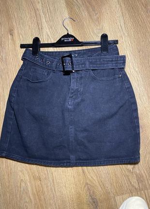 Черная джинсовая мини юбка