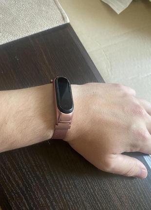 Металлический ремешок к mi band 3/4/5/6/7  металевий ремішок для mi band 3/4/5/6/7 ремешок к ми бенд браслет ми банд  мі бенд мі банд2 фото