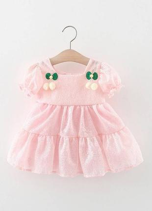 Нарядна сукня для дівчинки вишеньки рожева