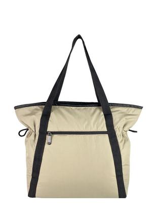 Женская сумочка цвет капучино. легкая удобная текстильная сумка бежевая4 фото