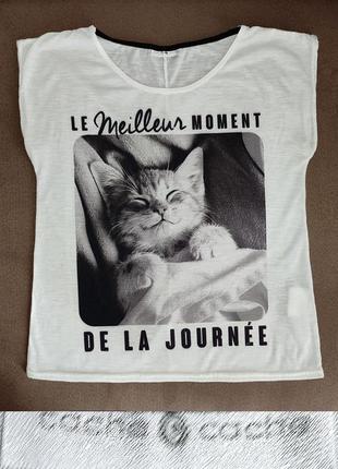 Футболка с кошкой р.s/m