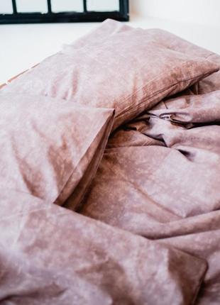 Комплект постельного белья из ранфорса евро "кофейная крошка"3 фото
