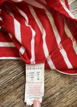 ❤️ кроп топ футболка оверсайз на завязках в полоску красная с белым primark xs/s/m10 фото