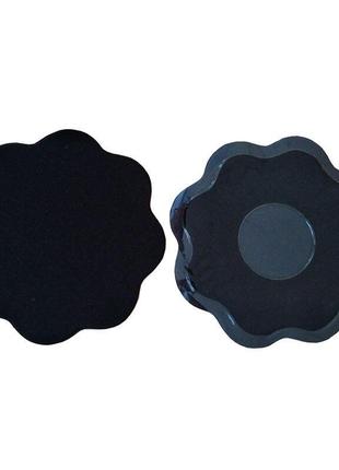 Силиконовые многоразовые накладки на соски черного цвета 2 шт с тканевым покрытием gs401-ц