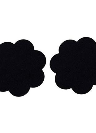 Силиконовые многоразовые накладки на соски черного цвета 2 шт с тканевым покрытием gs401-ц2 фото