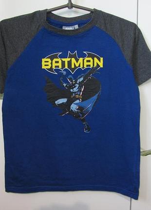 Фірмова якісна бавовняна футболка синя бетмен бетмен batman patch для хлопчика 10-11 років зріст 146