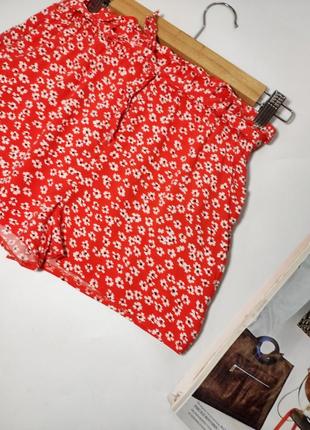 Шорты женские мини красного цвета в цветочный принт от бренда primark xs3 фото