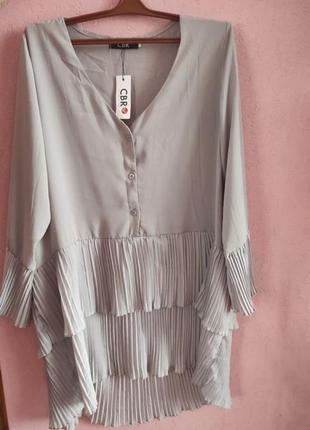 Плиссированное платье блуза с v-вырезом блузка гофре плиссе туника2 фото