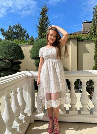 Ніжна легка літня сукня, з фатиновою вставкою👗