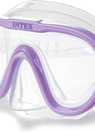 Детская маска для плавания фиолетовая intex 55916, размером m. от 8 лет