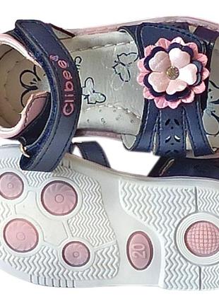 Ортопедические кожаные босоножки сандалии летняя обувь для девочки 211 clibee клиби р.205 фото
