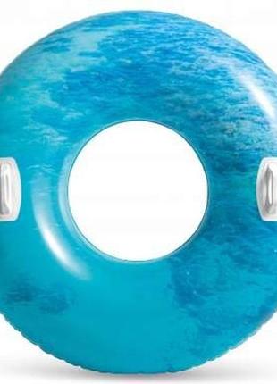 Надувной круг "волна" синий intex 56267 np. диаметром 114см, от 9 лет