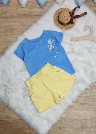Дитячий набір: футболка + шорти на 9-18 міс, ідеальний стан