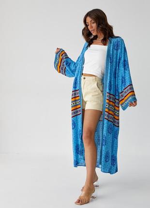 Роскошный халат кимоно для пляжа в этническом стиле4 фото