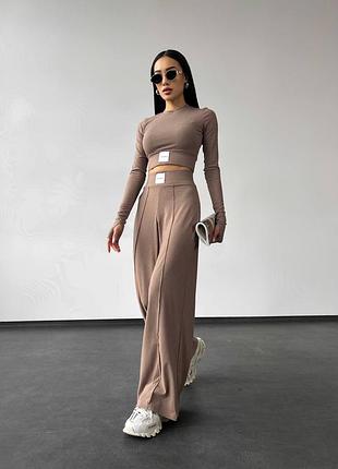 Костюм мустанг в рубчик топ кофта і штани3 фото