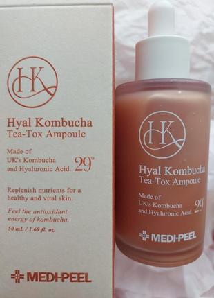 Увлажняющая сыворотка для повышения эластичности кожи medi-peel hyal kombucha tea-tox ampoule 50мл