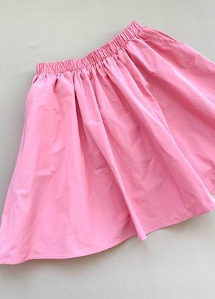 Розовая мини юбочка с карманами