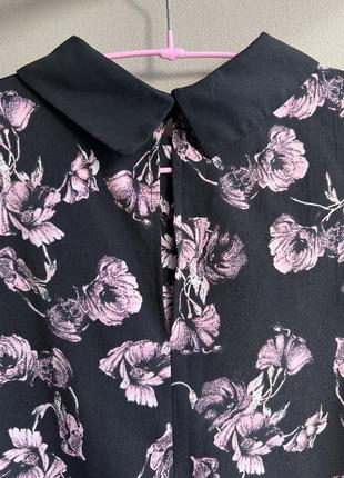 Літнє плаття з коміром atmosphere пряме квітковий принт чорне в рожевих кольорах р. m🔥9 фото