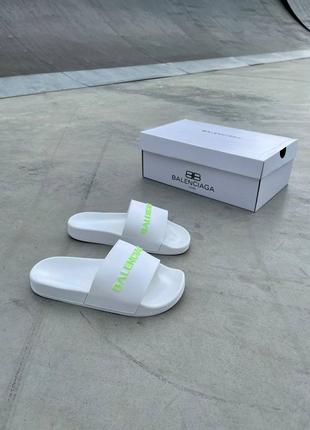 Женские шлепанцы balenc1aga slides big logo «white’3 фото