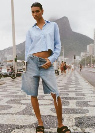 Стильные шорты бермуды с подертостями zara зара