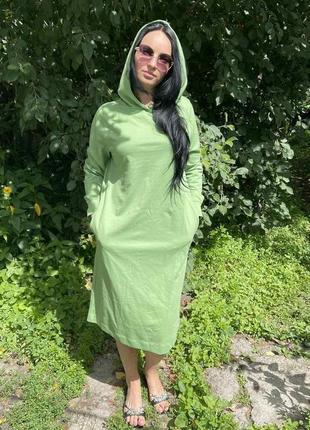Платье худи  zara s/m зеленое  яблоко