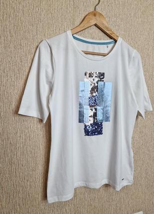 Качественная футболка с принтом и пайетками taifun6 фото