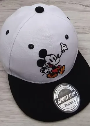 Кепка дитяча снепбек (snapback) в стилі hello mickey (міккі) біло-чорний 50-54р (3220)