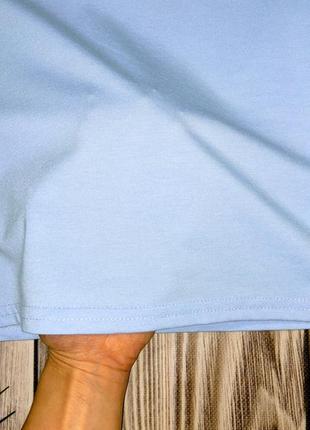 Голубая трикотажная свободная футболка с обьемными плечами shein #23044 фото