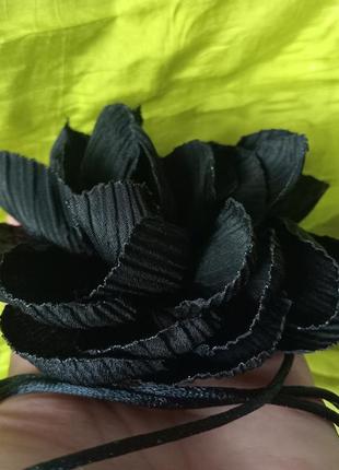 Цветок чокер черная хэндмейд8 фото
