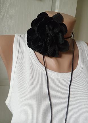 Цветок чокер черная хэндмейд9 фото