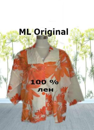 Ml original лляний пог 65 стильний блузон піджак жіночий в квітковий принт німеччина🌻1 фото
