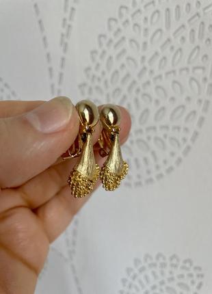 Винтажные серьги клипсы золотистые американский винтаж3 фото