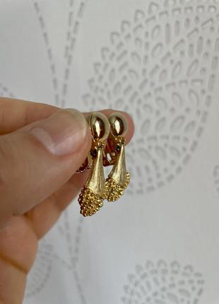 Винтажные серьги клипсы золотистые американский винтаж2 фото