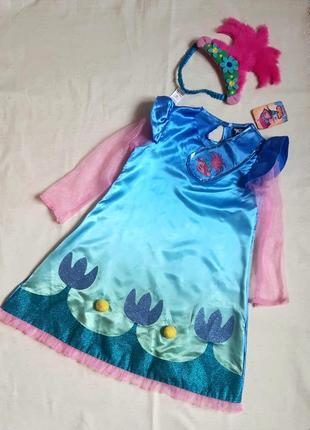 Платье amscan poppy dress карнавальный костюм тролль розочка на 5-6 лет и 6-8 лет