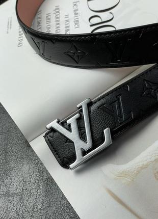 Ремень louis vuitton leather belt embossing black/silver