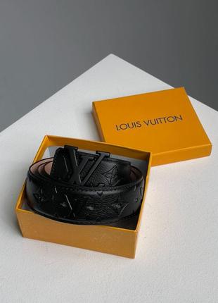 Ремень louis vuitton leather belt embossing black/black3 фото