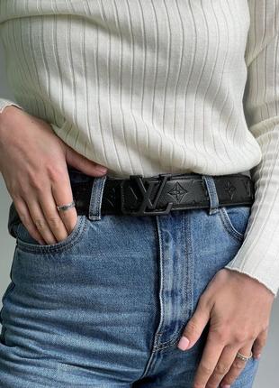 Ремень louis vuitton leather belt embossing black/black6 фото