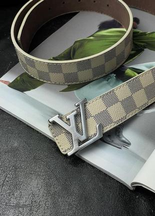 Ремінь louis vuitton leather belt chess ivory/silver