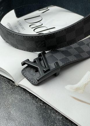 Ремень louis vuitton leather belt chess grey/black