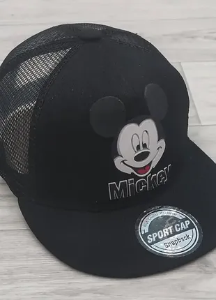 Кепка дитяча снепбек (snapback) з сіточкою у стилі міккі чорний 50-54р (2225)