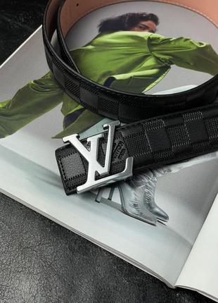 Ремінь louis vuitton leather belt chess black/silver