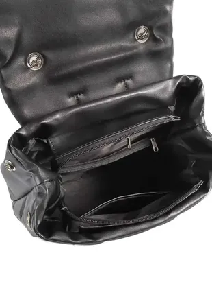 Стильный стеганый многофункциональный женский рюкзак от украинского производителя черный (№711)4 фото
