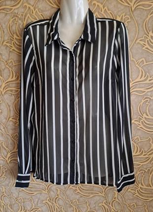 (962) отличная прозрачная рубашка vila в полоску/ размер  м1 фото