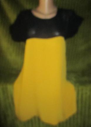 Чёрно-горчичная туника-блузка,пог44см3 фото