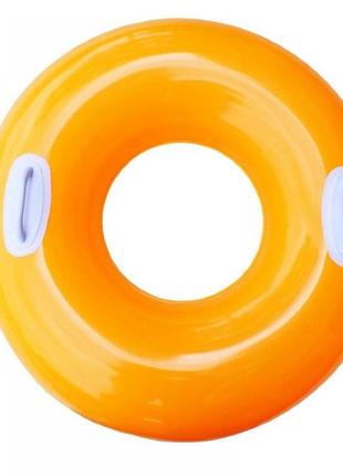 Детский надувной круг с ручками оранжевый intex 59258 np. диаметром 76см, от 8 лет1 фото