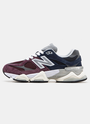 Замшевые кроссовки new balance 9060. унисекс. цвет бордовый с серым и синим