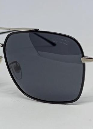 Очки в стиле gucci мужские солнцезащитные черные в металлической оправе1 фото