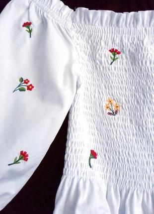 100% хлопок белая облегающая укороченная блузка с вышивкой кроп топ блуза с эмитацией карсета топ блузка6 фото