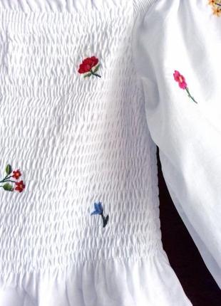 100% хлопок белая облегающая укороченная блузка с вышивкой кроп топ блуза с эмитацией карсета топ блузка5 фото