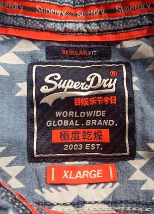 Superdry мужская джинсовая рубашка голубо белого цвета размер xl9 фото